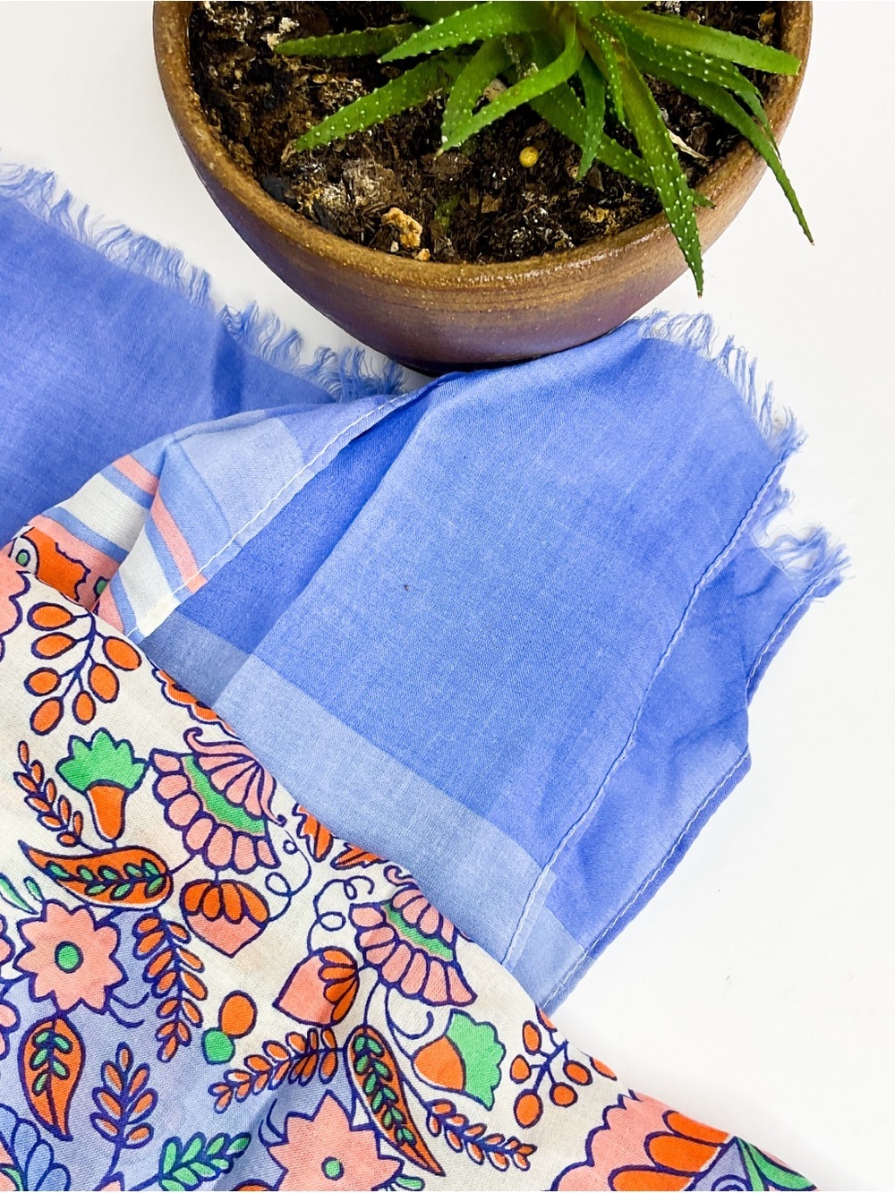 Floral Paisley Lightweight Scarf in Lavender, Peach, Green - Picture 3 of 8